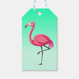 Etiqueta Para Presente Flamingo Rosa em Estilo Cartoon