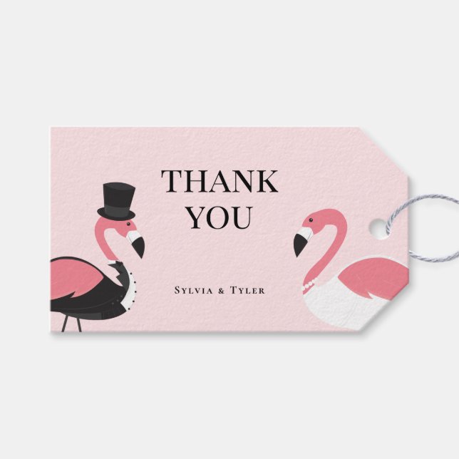 Etiqueta Para Presente Flamingo Wedding Obrigado (Frente (horizontal))