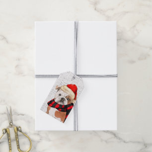 Etiqueta Para Presente Fleas Navidog, um belo Bulldog inglês