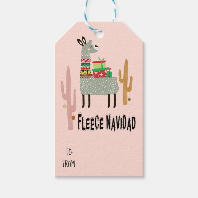 Etiqueta Para Presente Fleece Navidad Llama Natal (Frente)