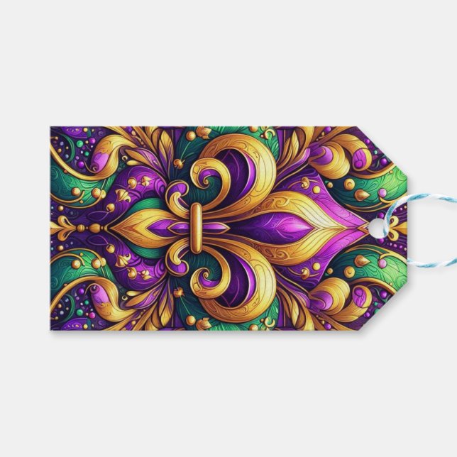 Etiqueta Para Presente fleur de lis mardi gras (Frente (horizontal))