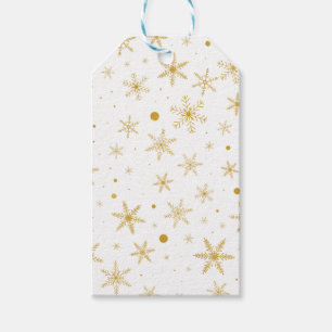 Etiqueta Para Presente Floco de neve 3 da cintilação - ouro & Branco