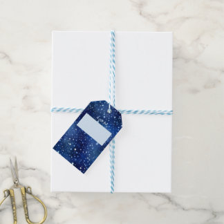 Etiqueta Para Presente Floco de Neve Azul Natal Férias de Inverno