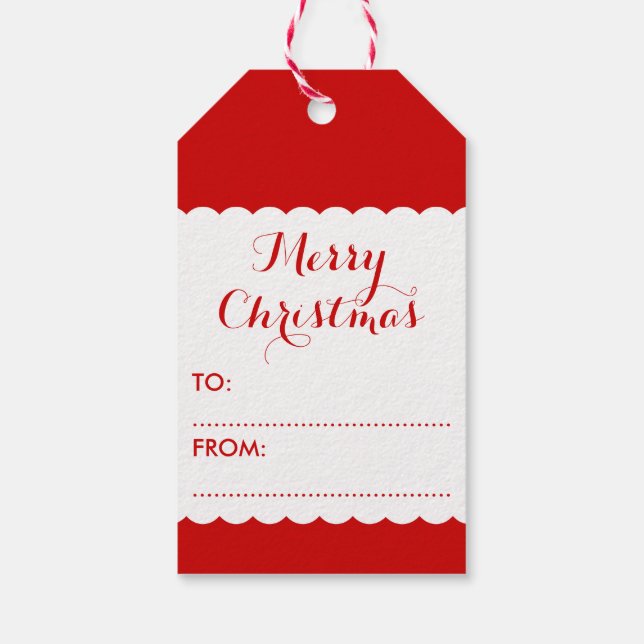 Etiqueta Para Presente Floco de neve branco e vermelho básico (Verso)