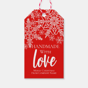 Etiqueta Para Presente Floco de Neve de Natal Feito à Mão Com Amor