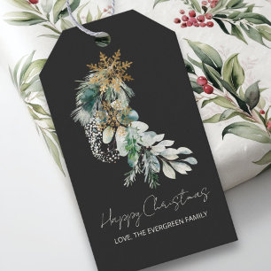 Etiqueta Para Presente Floco de neve Dourado metálico Mola d'água Natal