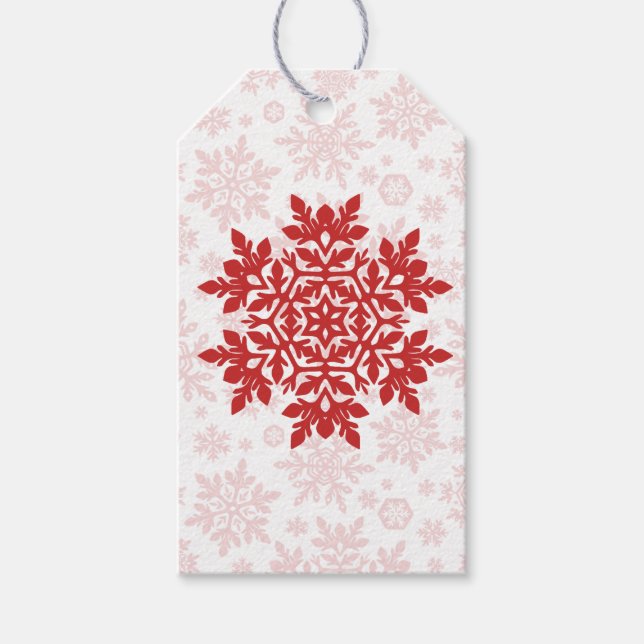 Etiqueta Para Presente Floco de Neve Elegante (Cranberry - Branco) (Frente)