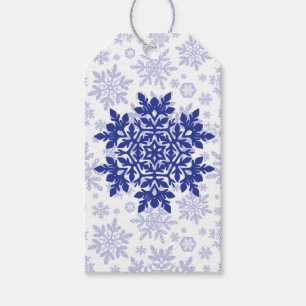 Etiqueta Para Presente Floco de Neve Elegante (Meia-Noite - Branco)