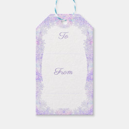 Etiqueta Para Presente floco de neve roxo leve e coração brilhando