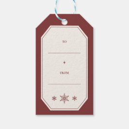 Etiqueta Para Presente Floco de Neve Vermelho Elegante Para De Natal