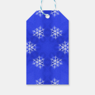 Etiqueta Para Presente Flocos de neve brancos Brilhantes Fundo Azul Brilh