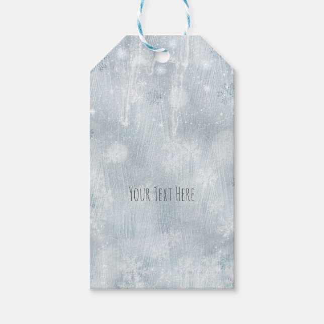 Etiqueta Para Presente Flocos de Neve de Gelo Branco Maravilha de Inverno (Frente)