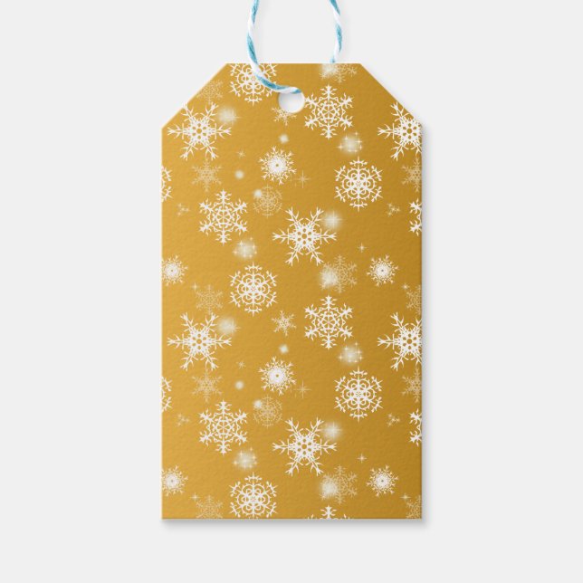 Etiqueta Para Presente Flocos de neve de manto branco. (Frente)