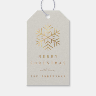 Etiqueta Para Presente Flocos de neve de Ouro de Cinza de presente de fer