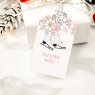 Etiqueta Para Presente Flocos de neve Dourados, cor-de-rosa, com gelo,