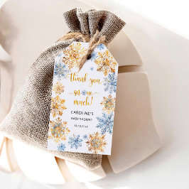 Etiqueta Para Presente Flocos de neve dourados Obrigado