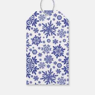 Etiqueta Para Presente Flocos de Neve Elegantes (Meia-Noite - Branco)
