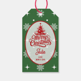 Etiqueta Para Presente Flocos de Neve Natal Hunter Verde