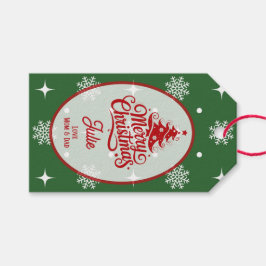 Etiqueta Para Presente Flocos de Neve Natal Hunter Verde