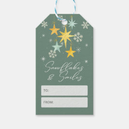 Etiqueta Para Presente Flocos de Neve & Sorrisos | Natal Verde e Amarelo