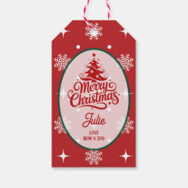 Etiqueta Para Presente Flocos de Neve Vermelhos Natal
