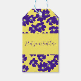 Etiqueta Para Presente Flor amarela e púrpura personalizada