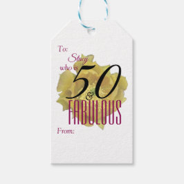 Etiqueta Para Presente Flor amarelo de cacto 50 e aniversário fabuloso