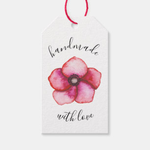 Etiqueta Para Presente Flor cor-de-rosa simples da aguarela Handmade com