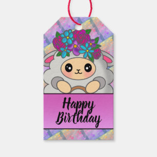 Etiqueta Para Presente Flor de Aniversário Bonita Única