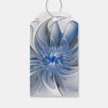 Flor de Arte Fractal em Aquarela Azul Cinza Abstra
