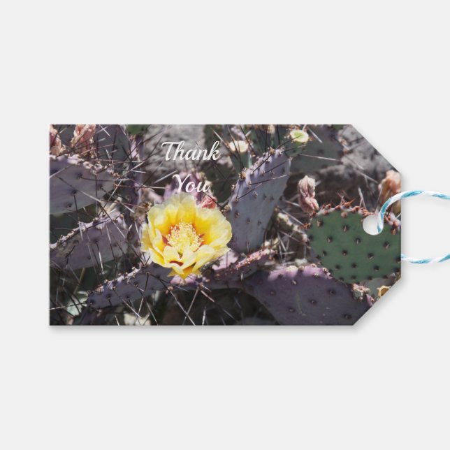 Etiqueta Para Presente Flor de cacto amarelo em primavera (Frente (horizontal))