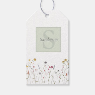 Etiqueta Para Presente Flor de Campo Monogramada com Aquarela Caprichosa 