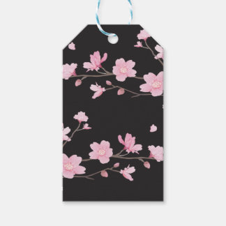 Etiqueta Para Presente Flor de Cereja - Preto