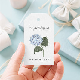 Etiqueta Para Presente Flor de Hortênsia Azul