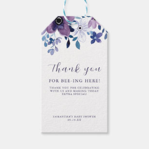 Etiqueta Para Presente Flor de Lavanda púrpura   Chá de fraldas Obrigado