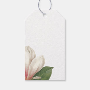Etiqueta Para Presente Flor de Magnólia do Sul Rosa e Branco