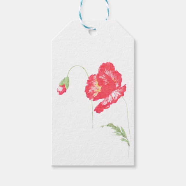 Etiqueta Para Presente Flor de papoila selvagem (Frente)