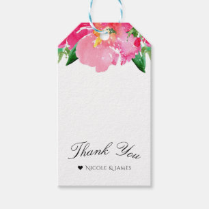 Etiqueta Para Presente Flor Flor Floral de Flor Cor-de-Água Rosa, Chic E