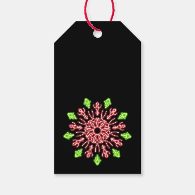 Etiqueta Para Presente Flor néon, vermelha e verde (Frente)