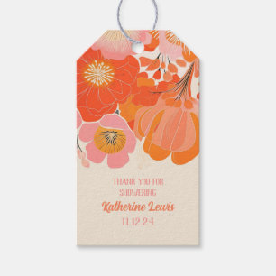 Etiqueta Para Presente Flor-Papoila-Rosa-Coral Elegante