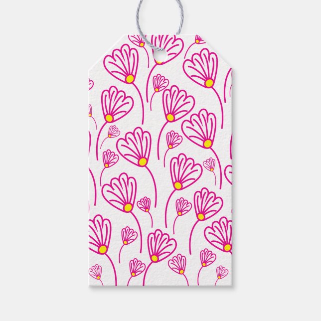 Etiqueta Para Presente Flor Rosa Floral (Frente)