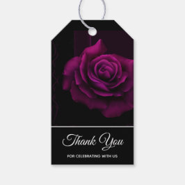 Etiqueta Para Presente Flor Rosa vermelha Roxo Gótico Obrigado