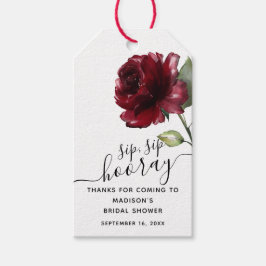 Etiqueta Para Presente Flor Sip Sip Hooray Favor Chá de Noiva Vermelha Pr