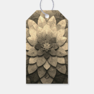 Etiqueta Para Presente Flor Texturizada com Mandala, Ouro antigo
