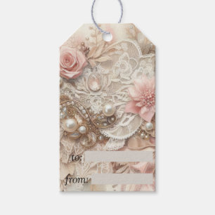 Etiqueta Para Presente Florais de cera de marfim rosa personalizados