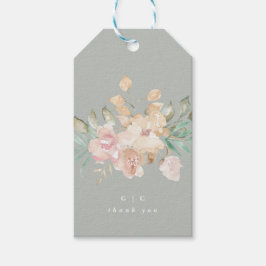 Etiqueta Para Presente Florais Rustic Watercolor no Casamento Verde Sage
