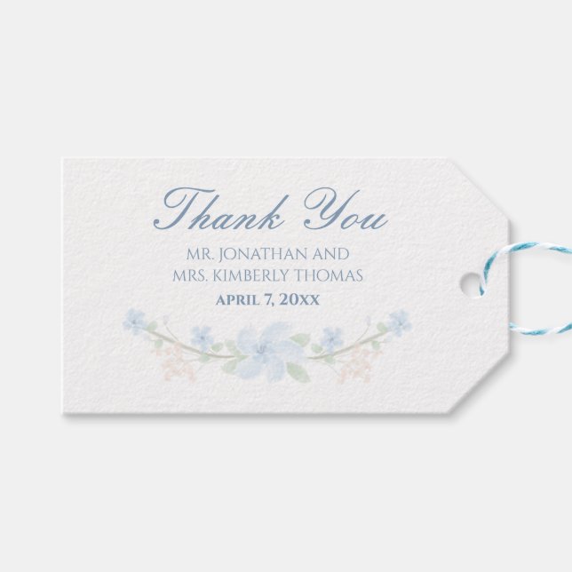 Etiqueta Para Presente Floral Azul (Frente (horizontal))