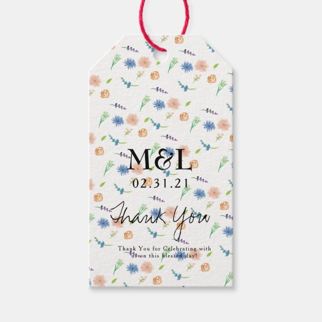 Etiqueta Para Presente Floral Botânico de Aquarela Ecológica (Frente)