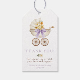 Etiqueta Para Presente Floral Carriage Lavender Thank You | Baby Shower