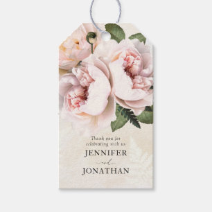 Etiqueta Para Presente Floral Cor-de-Rosa Esbranquiçada Obrigado Etiquet